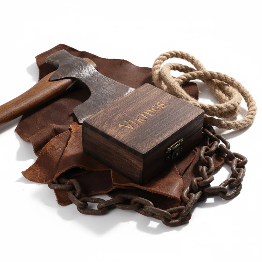 Odin Huginn & Muninn Raven Stainless Steel Viking Necklace for Men – Norse Mythology Pendant with Wooden Box
