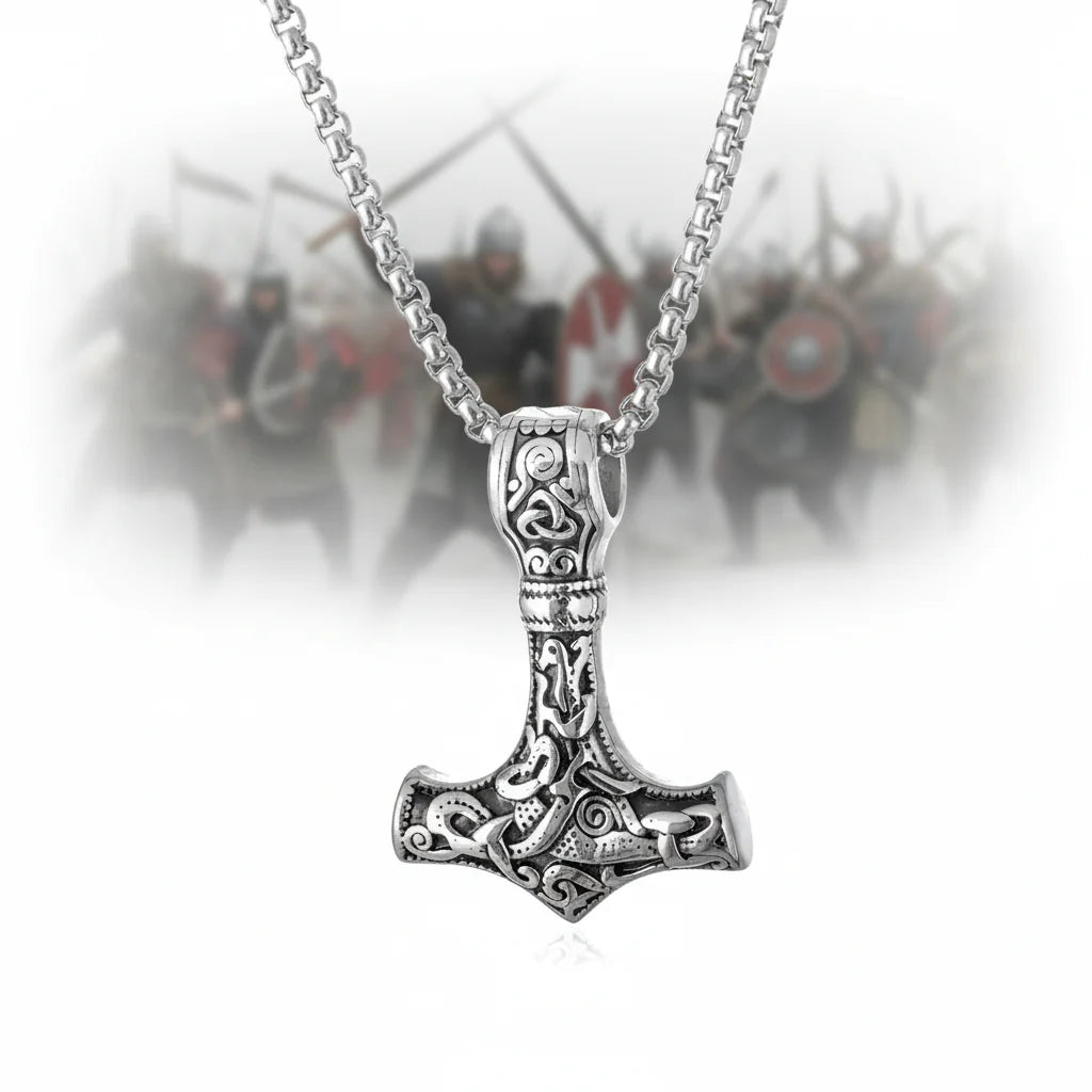 Odin Viking Rune Necklace for Men – 316L Stainless Steel Norse Pendant, Mjolnir Nordic Jewelry