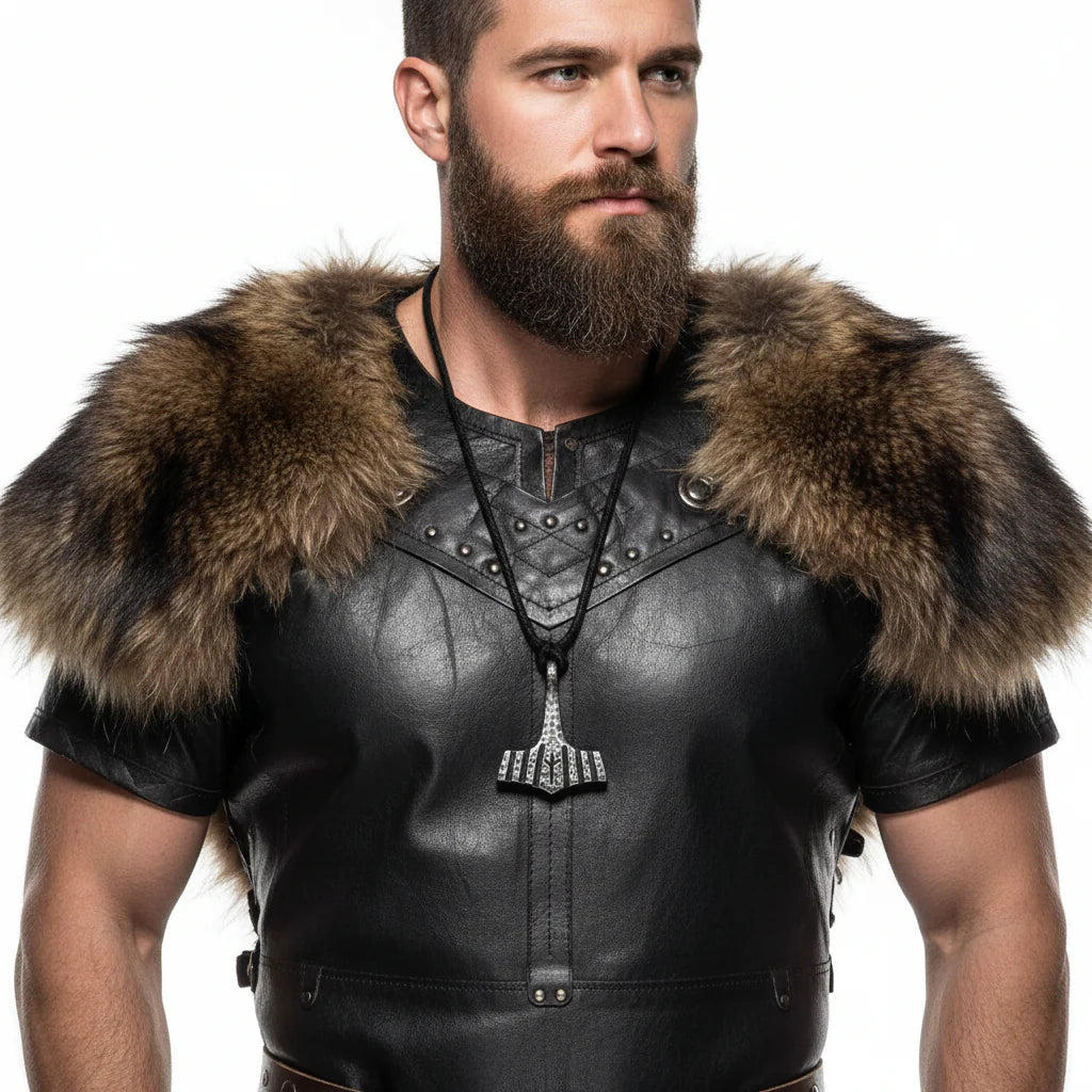 Thor’s Hammer Mjolnir Iron Gray Stainless Steel Viking Necklace for Men – Gift Box Set