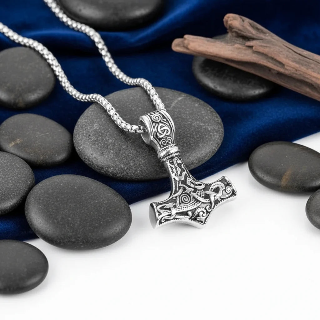 Thor Mjolnir necklace for men – Viking Norse Mythology Pendant,