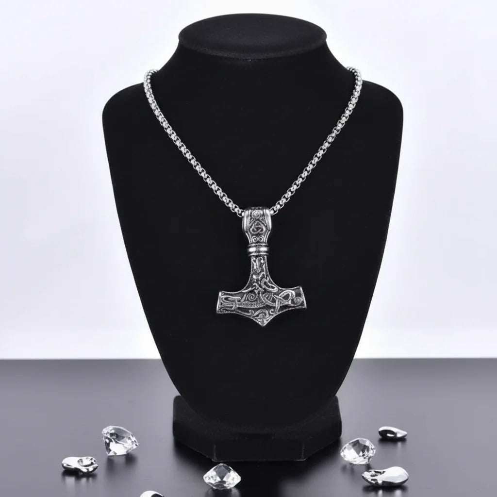 Thor Mjolnir necklace for men – Viking Norse Mythology Pendant,