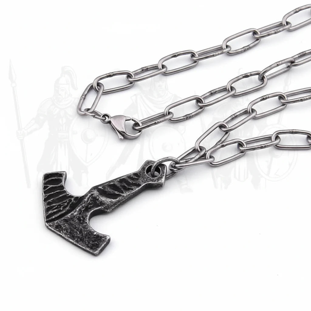 Thor Mjolnir necklace for men – Viking Norse Pendant with Steel Chain