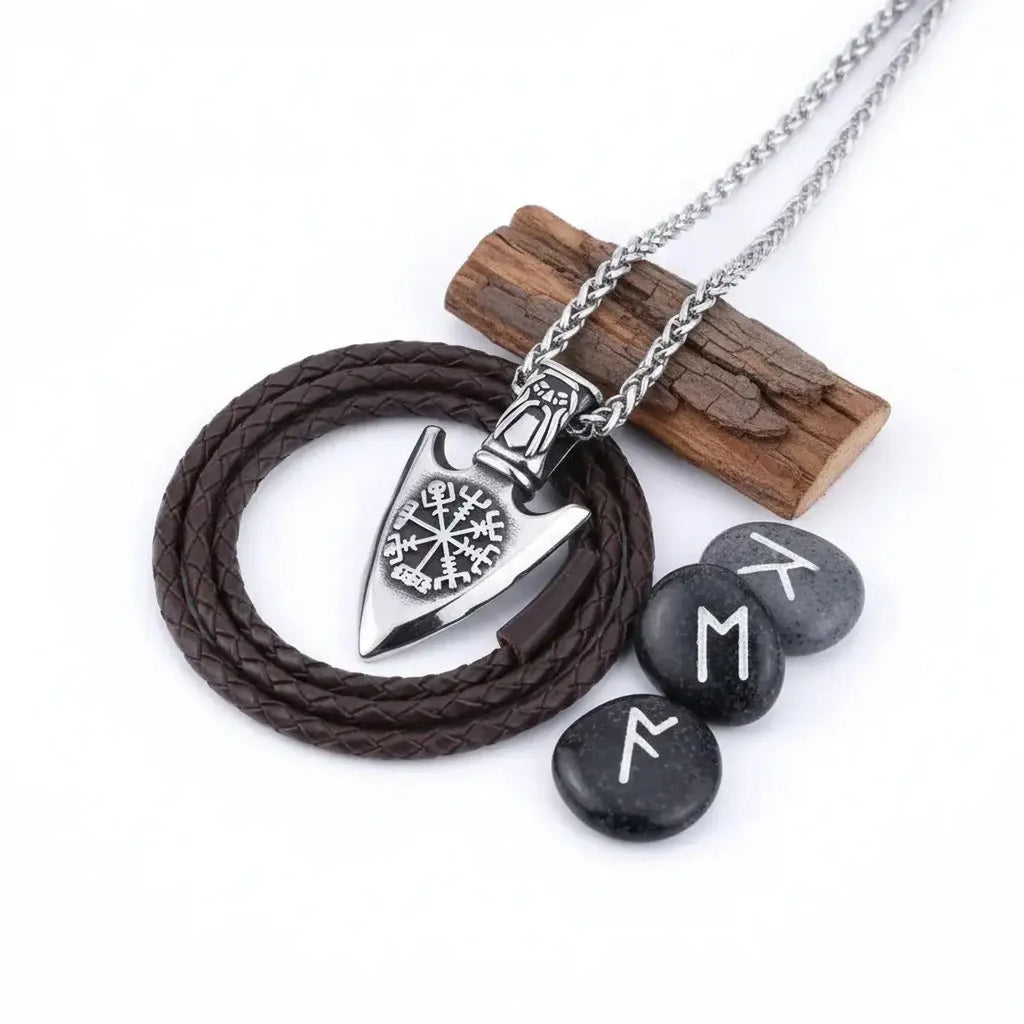 Viking Vegvisir necklace Stainless Steel Norse Compass Pendant for Men