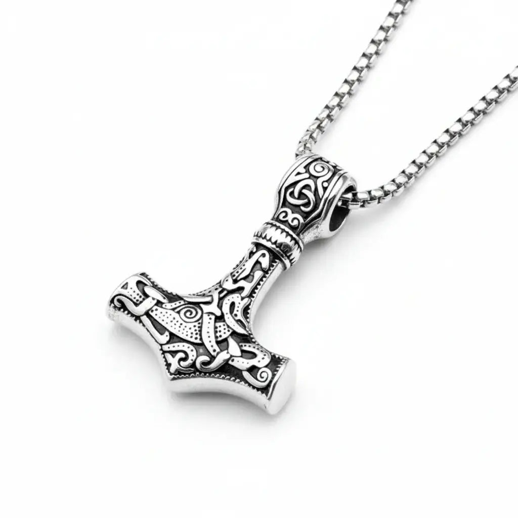 Nordic viking rune pendant necklace Vintage Mjolnir Style
