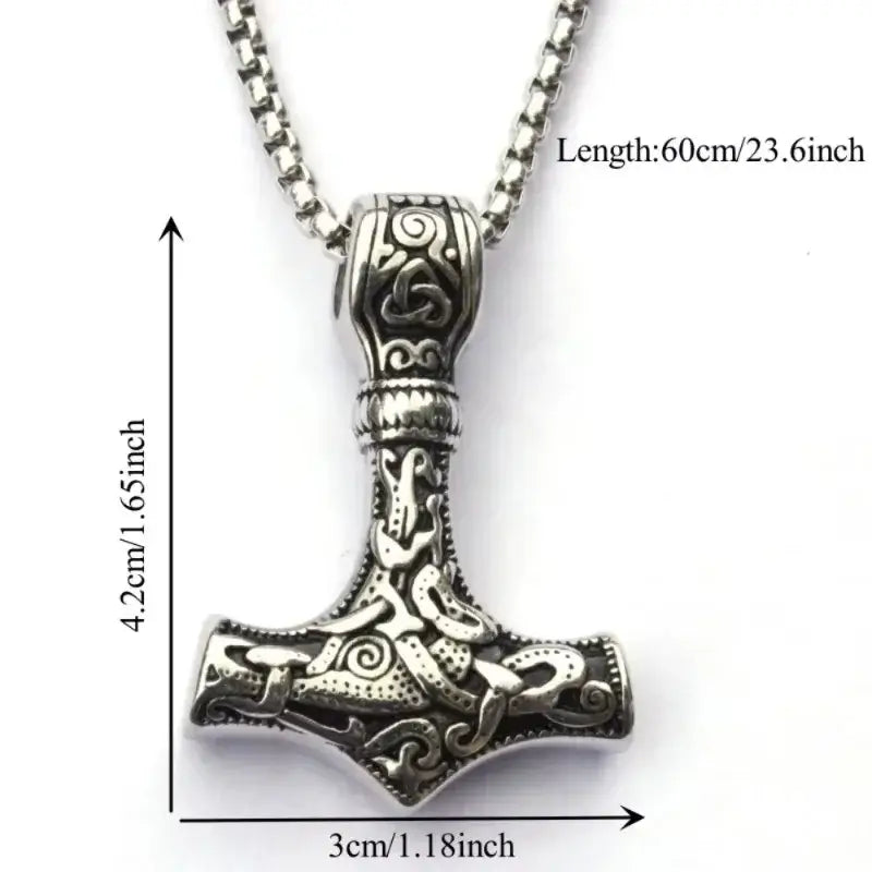 Nordic viking rune pendant necklace Vintage Mjolnir Style